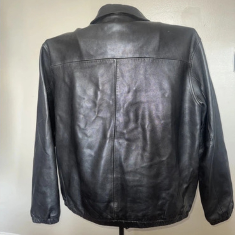 Ralph Lauren Black Leather Bomber Jacket - Picture 2 of 5